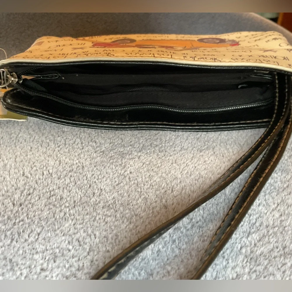 Cute STRADA Clutch Purse Wallet Carrying Strap Girl & Dog in Car Traveling